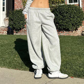 LIZAKOSHT - Women's Casual Joggers Sweatpants Spring Fall Drawstring High Waist Wide Leg Trousers Baggy Athletic Sweatpants