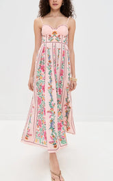 LIZAKOSHT  -  Sexy Printed Bead Sling Dress Women Fashion Sleeveless High Waist Pleated A-line Long Dresses 2025 Lady Summer Chic Party Robes