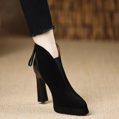 LIZAKOSHT - New Style Fashion Women's Ankle Boot Genuine Leather Plus Size Feet Length Ankle Boot Pointed Toe Side Zipper Winter Shoes Women