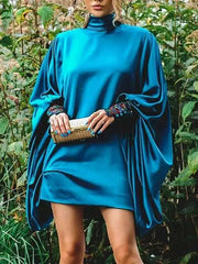 LIZAKOSHT - New Spring And Summer Fashion Casual Solid Dress For Women Elegant Loose Long Sleeve Sexy Mini Holiday Lady Dresses Robe Femme