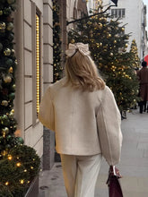 LIZAKOSHT - Elegant Solid One Buttons Women Woolen Coat Fashion O-neck Long Sleeve Short Jackets Autumn Female Chic High Street Outwear