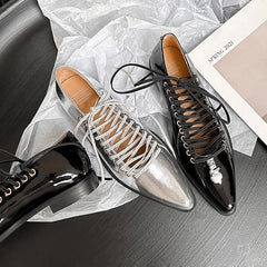LIZAKOSHT - Fashion Pumps New High Quality Genuine Leather Pointed Strap Low Heel Leather Shoes Women's Heels Women's Shoes