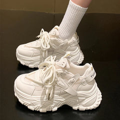 LIZAKOSHT - Womens Sneakers Shoes On Platform White Tennis Female Roses Thick Sole Casual Trainers Leisure Autumn Women's Sneakers With