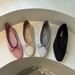 LIZAKOSHT  -  Spring Autumn Fashion Flat Mary Jane Shoes Women Bow Shallow Soft Sole Round Toe Dress Designer Ballet Shoes Zapatos De Mujer