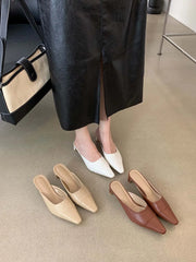 LIZAKOSHT - Casual Women Slides Slippers Outside Mules Shoes Thick Mid Heels Black Beige Brown