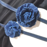 LIZAKOSHT  -  Vintage Blue Jean Layers Flower Chokers Necklaces for Lolita Girl Women Necklace Dress Jewelry D1396