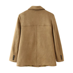 LIZAKOSHT  -  Women Spring Vintage Jacket Coat Fashion Women Turn Down Collar Jacket Femme Streetwear Tops Clothes