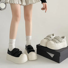 LIZAKOSHT - Spring New Style Small Size 7cm Lightweight Platform Casual British Style Magic Tape Heightening Platform Shoes