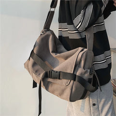 LIZAKOSHT - High-capacity Vintage Men Casual Messenger Bags All Match Y2k Aesthetic Women Shoulder Bag New Trendy Simple Handbags Crossbody