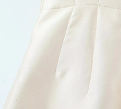 LIZAKOSHT - Ladies Daughter Wind Suspender Skirt Female French Bow Satin High Waist Short A-line Skirt Dress