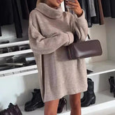 LIZAKOSHT  -  Elegant Warm Sweater Pullover Autumn Winter Women's Turtleneck Loose Knitted Sweater Casual Long Sleeved Solid Commuting Sweater