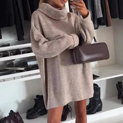 LIZAKOSHT - Elegant Warm Sweater Pullover Autumn Winter Women's Turtleneck Loose Knitted Sweater Casual Long Sleeved Solid Commuting Sweater