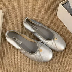 LIZAKOSHT - New Women Flat Shoes Fashion Round Toe Shallow Slip On Ladies Elegant Ballerina Soft Flat Heel Dress Single Shoes New Woman