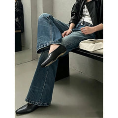 LIZAKOSHT - Y2K Slim FWomen's Vintage Tie Dye Blue Straight Jeans Street Style Trousers Cool Girl Casual Bottoms Female High Waist Wide Leg