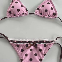 LIZAKOSHT - Women Bikini European and American New Polka Dot Swimsuit Lace Up Split Swimsuit Sweet Leisure Girls Hot Spring Swimsuit