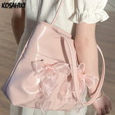 LIZAKOSHT - Luxury Design Chic Fairy Bow Shoulder Handbags Women Sweet Y2k Aesthetic Ins Underarm Bag Fashion Office Lady Elegant Tote Bags