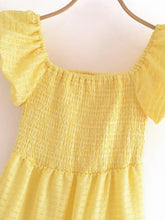 LIZAKOSHT  -  Europe and America Wind Spring Women's New Yellow V-neck Printed Short-sleeved Dress Fluffy Skirt