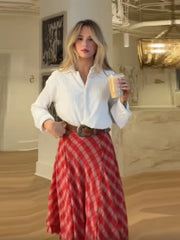 LIZAKOSHT - Fashion Plaid Pleated A-line Skirt Elegant Modest Delicate Design Sense Skirts Lady New Holiday Club Party Popular Streetwears