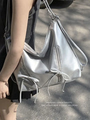 LIZAKOSHT - Sweet Girl Zipper Bow Fashion Tote Backpack Casual Big Capacity Schoolbag Student Leisure Travel Backpack
