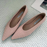 LIZAKOSHT - Vintage Woven Designer Flats Women Sexy Pointed Toe Shallow Mouth Mary Janes Comfortable Low Heel Office Brand Shoes for Ladies