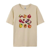 LIZAKOSHT - Retro Fruit Graphic Tees Vintage Cottagecore Aesthetic T-Shirts Cute Vegan T Shirt Female Loose Short Sleeve Summer Women Tops