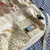 LIZAKOSHT - Korean Cartoon Bear Patch Multifunctional Backpack Y2k Preppy Style High-capacity Schoolbag Casual All Match Sweet Girl Backpack