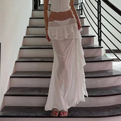 LIZAKOSHT - Summer Perspective Sexy Lotus Leaf Edge Splicing Long Dress