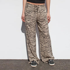 LIZAKOSHT - Women Y2k Striped Pants Wide Leg Drawstring Pajama Pants High Waist Drawstring Printed Pajama Casual Sweatpants Trousers