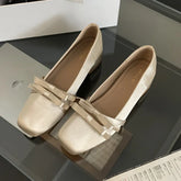 LIZAKOSHT  -  Satin Bow Fashion Mary Jane Shoes Women Sweet Shallow Chunky Dress Shoes Female Comfort Elegant Low Heel Square Toe Pumps Women