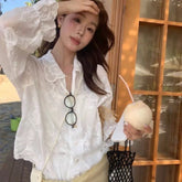 LIZAKOSHT - Early Autumn New Hot Selling Cotton Light Luxury Embroidered Flower Long Sleeve Loose Premium Sunscreen Shirt