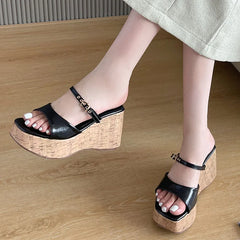 LIZAKOSHT - Summer Outdoor Fashion Brand Peep Toe Platform Slippers High Quality Sandals Women Wedges Heels Ladies Leisure Shoes New