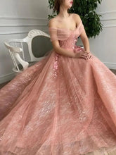 Lizakosht Off Shoulder Sweetheart 3D Flower Pleats Lace Pocket Tulle Prom Dresses Formal Wedding Party Gowns