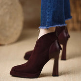 LIZAKOSHT - New Style Fashion Women's Ankle Boot Genuine Leather Plus Size Feet Length Ankle Boot Pointed Toe Side Zipper Winter Shoes Women