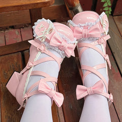 LIZAKOSHT - Middle Heel Drooping Ear Rabbit Lolita High Heels Sweet Japanese Round Toe Lolita Shoes Cute Girl Tea Party Single Shoes