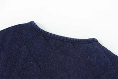 LIZAKOSHT - Casual Solid Denim Cotton Vest for Women Autumn Winter V-Neck Sleeveless Short Tops Female Waistcoat Streetwear