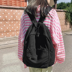 LIZAKOSHT - Solid Color Canvas Women Backpack Fashion Unisex Student School Bags For Teenage Bagpack Large Capacity Travel Backpack