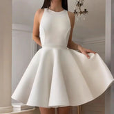LIZAKOSHT - 2026 Summer Solid Color Round Neck Sleeveless Backless Women's Elegant Dress