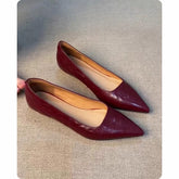 LIZAKOSHT - Flat Heel Pointed Toe Women's oes Spring Commute Work oes Korean Sle Leather Inner Layer Pig Skin Slip-On Daily Wear