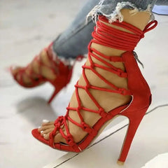 LIZAKOSHT - Cross Strap Open Toe Women's Sandals Pumps Shoes Women Sandals Sexy High Heels Shoes