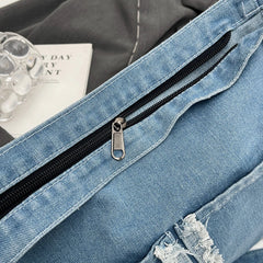 LIZAKOSHT - Denim Shoulder Bags For Women Fashion Canvas Crossbody Bags Large Capacity Cloth Messenger Bags Korea Style Pastoral Packages