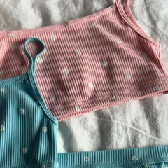 LIZAKOSHT - Two-piece Set New in Pink Fashion Summer Printing UltraShort Tops Sling Elegant Hot Pants Women Home Clothing 2-piece Set 2024