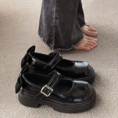 LIZAKOSHT - Female Footwear Gothic Loafers Women's Shoes Mary Jane Japanese Style Lolita Off White with Bow High on Platform Free Shipping A