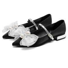 LIZAKOSHT - Bowknot Elegant Low Heel Mary Jane Shoes Women Buckle Shallow Fashion Dress Shoes Female Autumn Pointed Toe Pumps Women Shoes