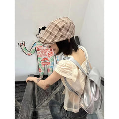 LIZAKOSHT - Y2K Vintage Women's Blouse See Through Short Sleeve Slim Shirts Japanese 2000s Style Summer Gyaru Streetwear Cardigan
