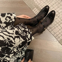 LIZAKOSHT - Fashion Pumps New High Quality Genuine Leather Embroidered T-shaped Buckle High Heels Daily Dress Modern Women's Shoes