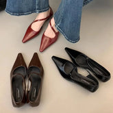 LIZAKOSHT - Elegant Women Pumps Pointed Toe Shallow Slip On Thin Low Heel Office Dress Pumps Sexy Party Dress Shoe Fashion Narrow Band Mujer