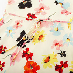 LIZAKOSHT - French style Beige Floral Print V neck Sleeveless Dress Women V Back Lacing Up Bow Waist A-line Short Tank Dresses Summer Robe