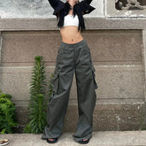 LIZAKOSHT - New Fall High Street Work Pants Retro Casual Pants European and American High-waisted Loose Thin Wide-legged Pants Pants Women