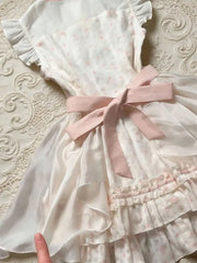LIZAKOSHT - Vintage Japanese Print Elegant Sweet Slim Sleeveless Dress Summer New Designer Kawaii Warm Lace Pretty Bow Women's Dresses