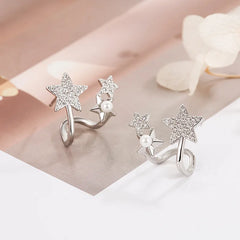 Lizakosht 2024 New Contracted Geometric Pearl Stars Earrings Korean Shiny Crystal Sweet Women Stud Earring Birthday Party Wedding Jewelry